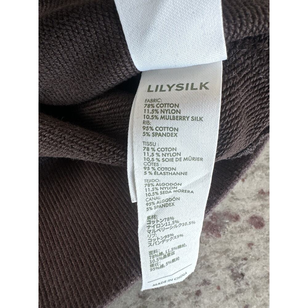 Lilysilk Heirloom '89 Half-zip Espresso Cotton Mulberry Silk Blend Pullover Sz L - Picture 5 of 12
